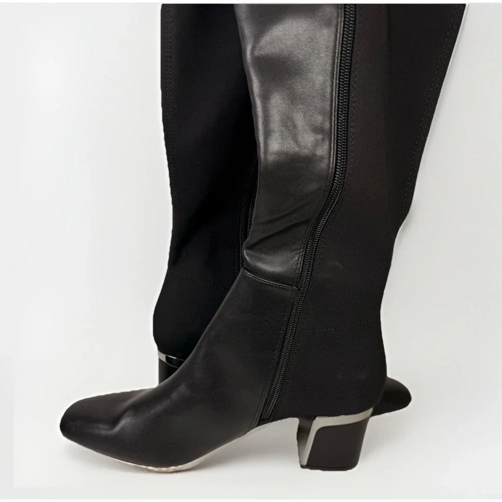 DKNY Chandrah Over The Knee Boots Black Block‎ Heel Square Toe Womens 10M